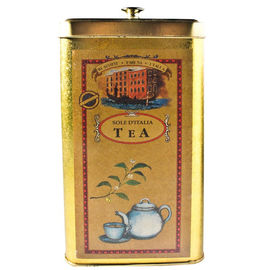 Porcellana Barattolo di latta dorato quadrato delle scatole metalliche del tè della latta per l'imballaggio caffè/del tè fornitore