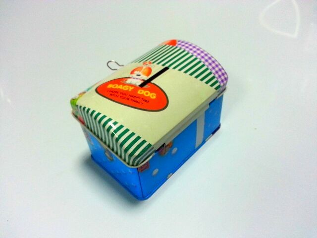 Cassa stampata di risparmio della scatola di moneta della latta rettangolo/del quadrato con la copertura, serratura