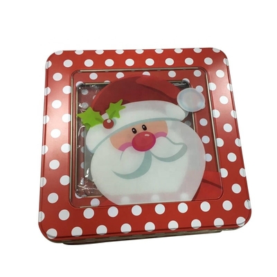 Porcellana Il Natale vuoto Tin Gift Box Square Cookie inscatola con le latte decorative di festa della finestra con i coperchi fornitore