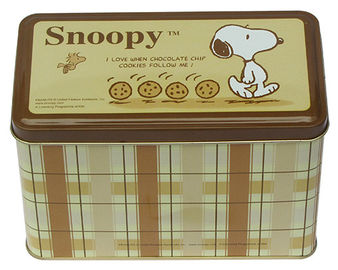 Porcellana Contenitore Snoopy della latta del biscotto, cassa della latta per i biscotti/dolci/imballaggio dei biscotti fornitore