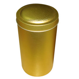 Porcellana Scatole metalliche del tè della latta dipinte colore dorato speciale, scatola di forma rotonda fornitore