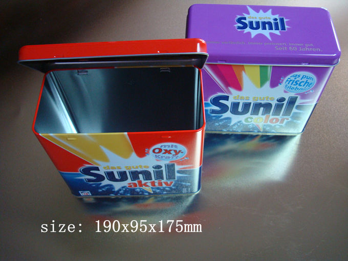 Contenitore di contenitore della latta del metallo del detersivo di Sunil/coperchio con Hinger, argento dentro