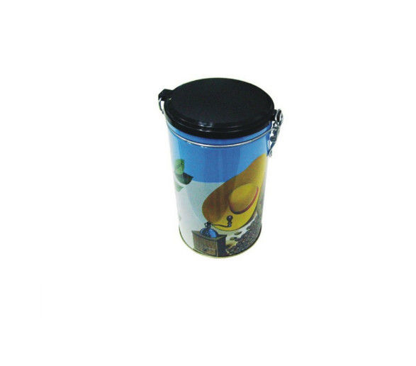 Scatola metallica del tè del caffè stampata 4 colori con l'inserzione ed il nastro metallico di plastica sulla cima