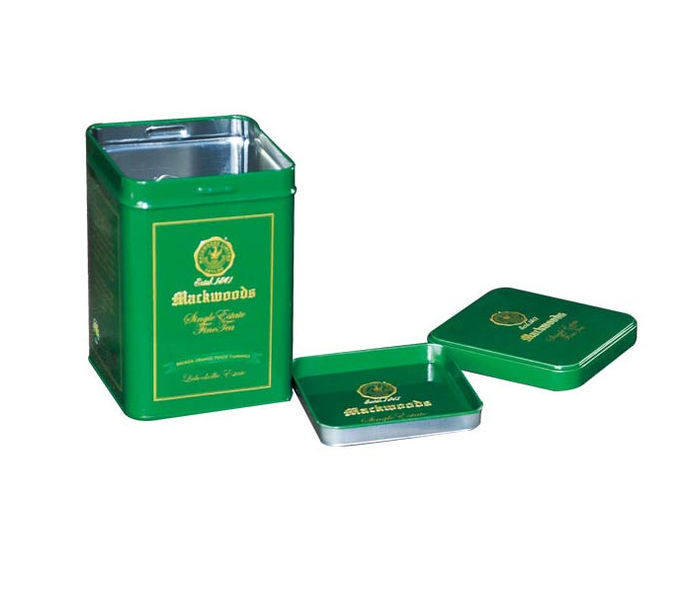 Forma quadrata e radura del coperchio del tè verde delle scatole metalliche doppio della latta sparite dentro