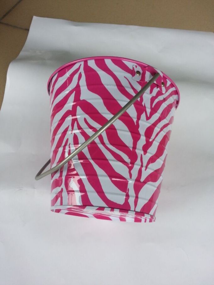 Metal i secchi 5 x 5,6" secchio del metallo della latta stampato zebra con la maniglia